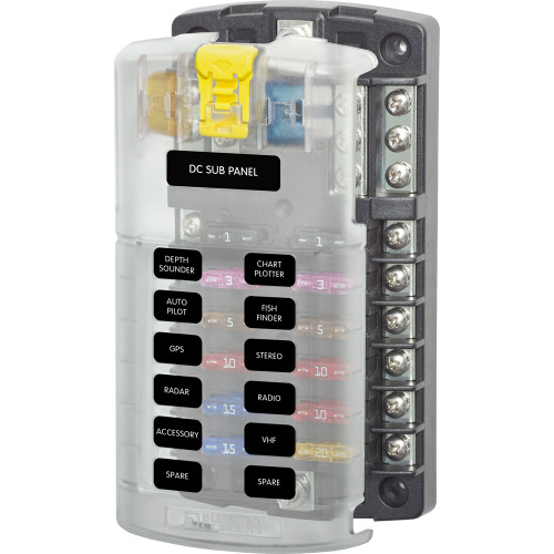 Blue Sea 5026 ST Blade Fuse Block w/Cover - 12 Circuit w/Negative Bus 5026