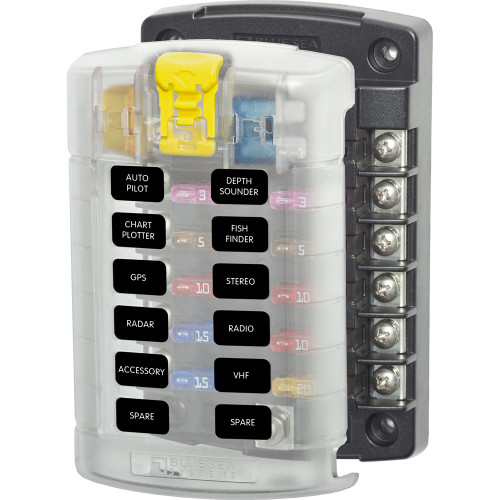 Blue Sea 5029 ST Blade Fuse Block w/Cover - 12 Circuit w/o Negative Bus 5029