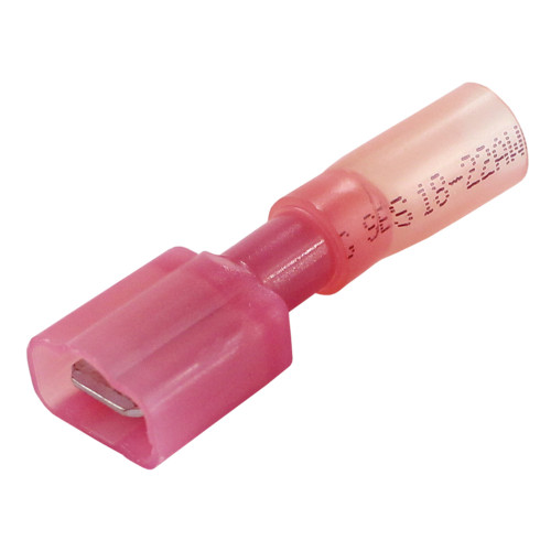 Pacer 22-18 AWG Fully-Insulated Male Disconnect Terminal - Red - 100 Pack TDE18-250FIM-100