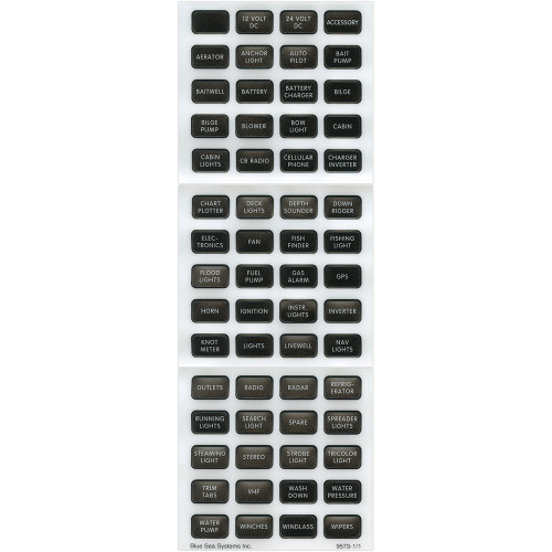 Blue Sea 8214 Black Small Format Label Kit - 60 Labels 8214