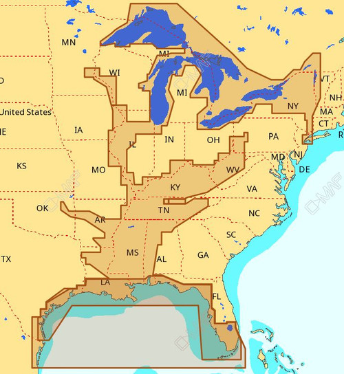 C-MAP NA-M023 Max Wide C Card Gulf Coast , Great Lakes and Rivers M-NA-M023-CC
