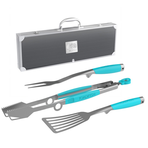 Toadfish Ultimate Grill Set + Case - Tongs, Spatula &amp; Fork 1092
