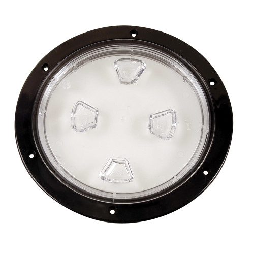 Beckson 8" Clear Center Screw-Out Deck Plate - Black DP80-B-C