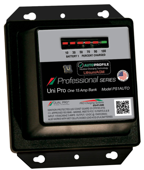 Dual Pro PS1AUTO  Battery Charger, Auto Profile 1 Bank 15 Amps PS1AUTO