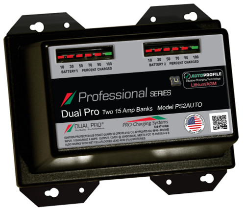 Dual Pro PS2AUTO Battery Charger, Auto Profile 2 Bank 30 Amps PS2AUTO