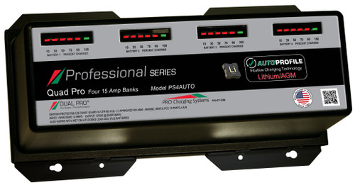 Dual Pro PS4AUTO Battery Charger, Auto Profille 4 Bank 60 Amps PS4AUTO