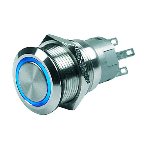 BEP Push Button Switch - 24V Momentary (On)/Off - Blue LED 80-511-0008-01