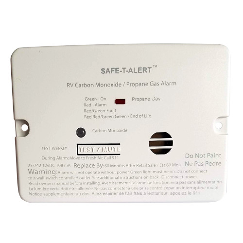 Safe-T-Alert Combo Carbon Monoxide Propane Alarm - Flush Mount - Mini - White 25-742-WHT