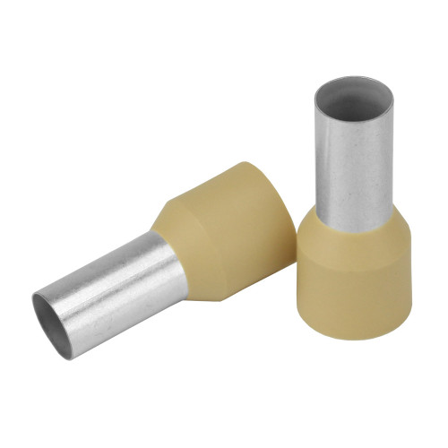 Pacer Beige 2 AWG Wire Ferrule - 16mm Length - 10 Pack TFRL2-16MM-10