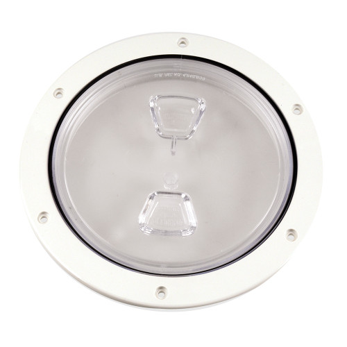 Beckson 6" Clear Center Screw Out Deck Plate - White DP60-W-C