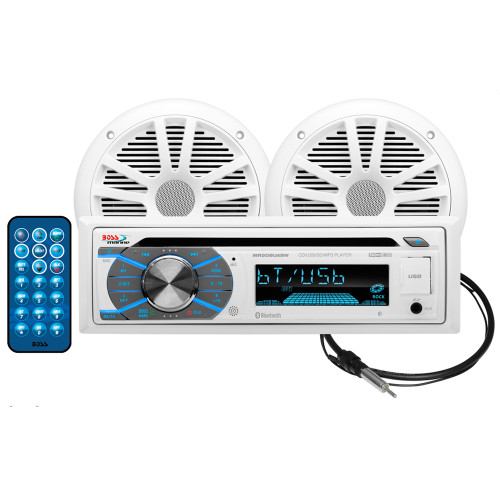 Boss Audio MCK508WB.6 Marine Stereo &amp; 6.5" Speaker Kit - White MCK508WB.6