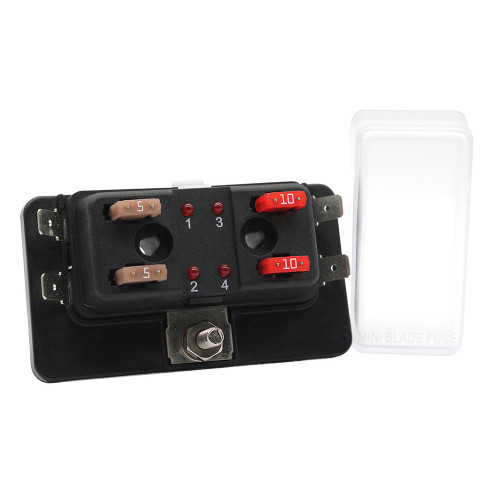 Cole Hersee Standard 4 MINI Series Fuse Block w/LED Indicators 880024-BP