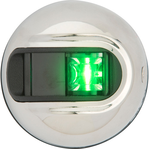 Attwood LightArmor Vertical Surface Mount Navigation Light - Starboard (Green) - Stainless Steel - 2NM NV3012SSG-7