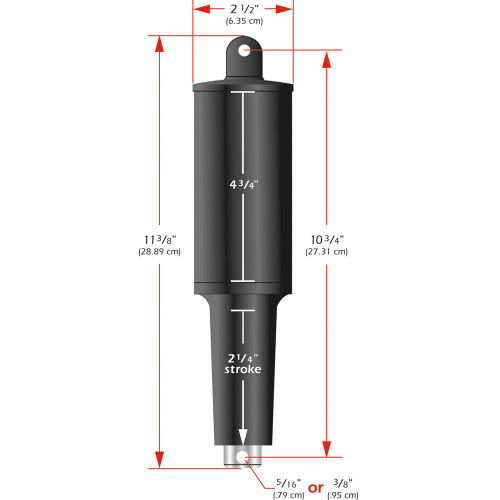 Lenco 101XD  Extreme Duty Actuator - 24v - 2 1/4" Stroke - 3/8" Hardware 15063-001
