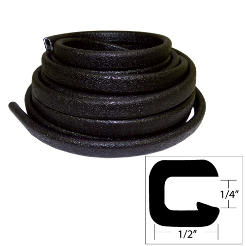 TACO Flexible Vinyl Trim - &#188;" Opening x &#189;"W x 25'L - Black V30-1008B25-1