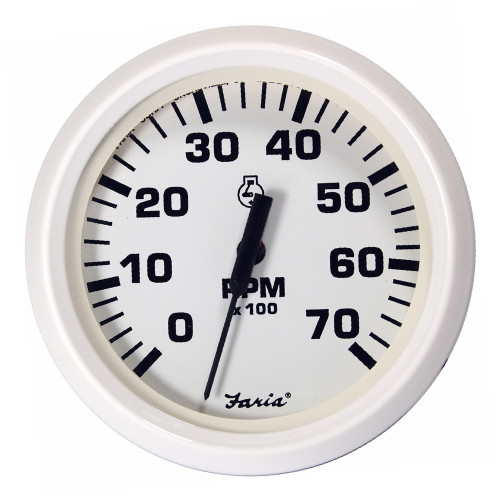 Faria Dress White 4" Tachometer - 7000 RPM (Gas) (All Outboards) 33104