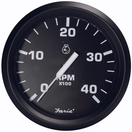 Faria Euro Black 4" Tachometer - 4000 RPM (Diesel - Magnetic Pick-Up) 32803