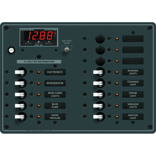 Blue Sea 8403 DC Panel 13 Position w/ Multimeter 8403