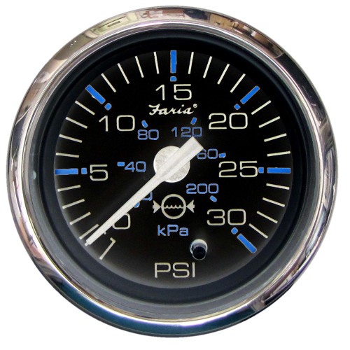 Faria Chesapeake Black 2" Water Pressure Gauge (30 PSI) 13712