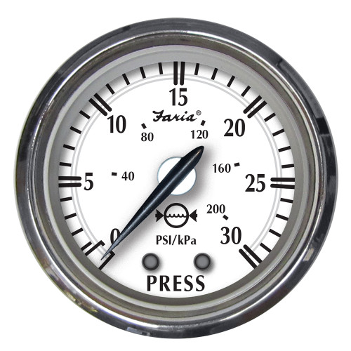 Faria Newport SS 2" Water Pressure Gauge Kit - 0 to 30 PSI 25008