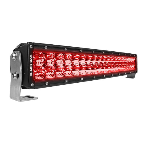 Black Oak 20" Curved Double Row Red LED Predator Hunting Light Bar - Combo Optics - Black Housing - Pro Series 3.0 20CR-D3OS