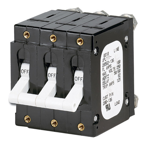 Paneltronics 'C' Frame Magnetic Circuit Breaker - 100 Amp - Triple Pole - White 206-136