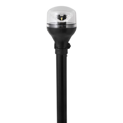 Attwood LightArmor All-Around Light - 12" Black Pole - Black Horizontal Composite Base w/Adapter 5558-P12A7