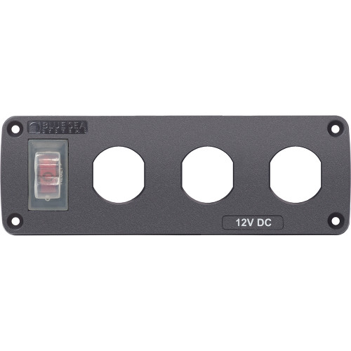 Blue Sea 4367 Water Resistant USB Accessory Panel - 15A Circuit Breaker, 3x Blank Apertures 4367