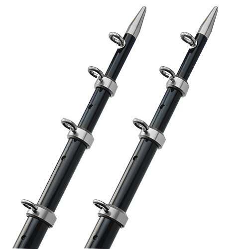 TACO 15' Telescopic Outrigger Poles HD 1-&#189;" - Black/Silver OT-0542BKA15-HD