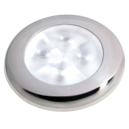 Hella Marine Slim Line LED 'Enhanced Brightness' Round Courtesy Lamp - White LED - Stainless Steel Bezel - 12V 980500521