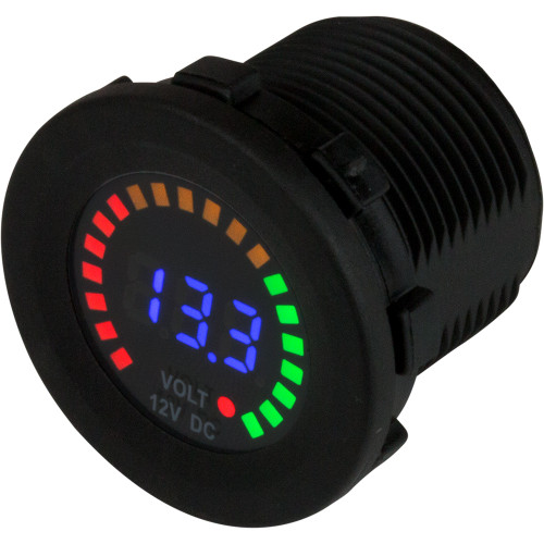 Sea-Dog Round Voltage Meter DC - 5V-15V w/Rainbow Dial 421617-1