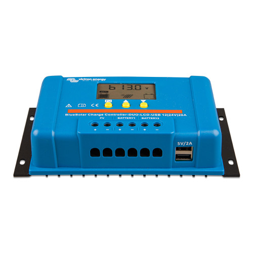 Victron BlueSolar PWM Charge Controller (DUO) LCD &amp; USB Charge Control - 12/24VDC - 20A SCC010020060