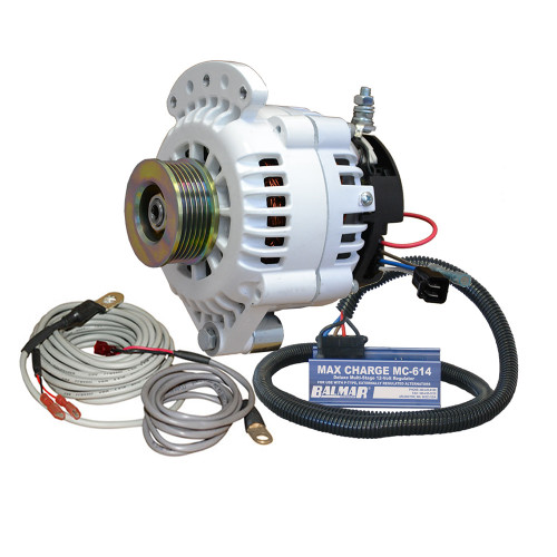 Balmar Alternator 100 AMP Kit 12V 1-2" Single Foot Spindle Mount K6 Pulley Regulator &amp; Temp Sensor 621-VUP-MC-100-K6