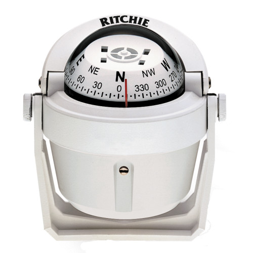 Ritchie B-51W Explorer Compass - Bracket Mount - White B-51W