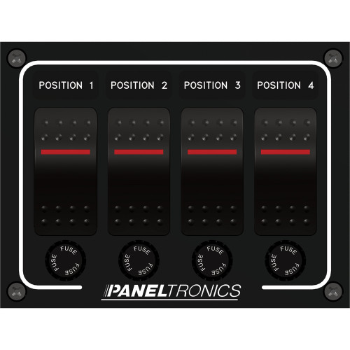 Paneltronics Waterproof Panel - DC 4-Position Illuminated Rocker Switch & Fuse 9960011B