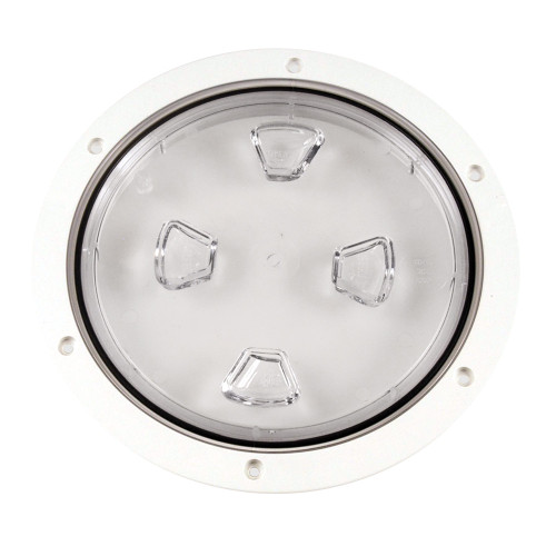 Beckson 8" Clear Center Screw-Out Deck Plate - White DP80-W-C