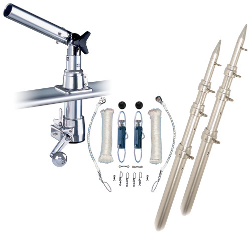 Rupp Z-30 Top Gun Outrigger Kit w/18' Poles & Complete Single Line Rigging Kit w/Klickers Release Clips Z30-TPGN-18T