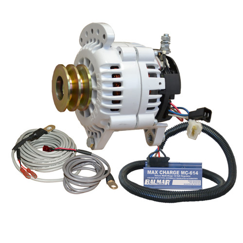 Balmar Alternator 120 AMP Kit 12V 3.15" Dual Foot Saddle Dual Vee Pulley Regulator &amp; Temp Sensor 60-YP-MC-120-DV