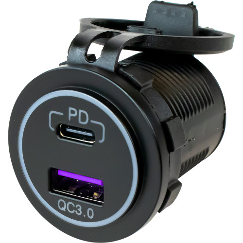 Sea-Dog USB 3.0 &amp; USB-C Power Socket w/Out Light 426510-1