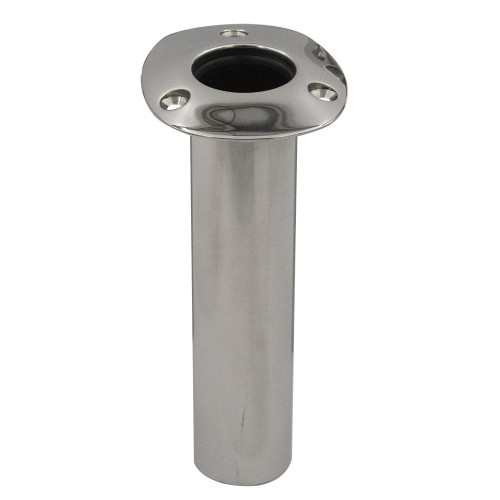 C.E. Smith 70 Series Standard Flush Mount Rod Holder - 0 Degree - Stainless Steel - Gimbal Bar Bottom - Black Liner 536700