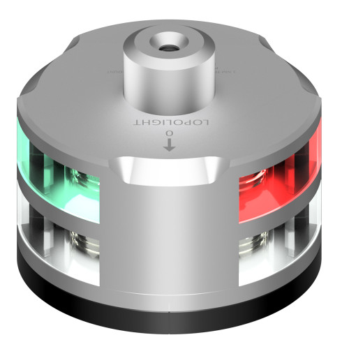 Lopolight Tri-Color Anchor Light w/Windex Mount - 1NM - Silver Housing w/FB Base 101-009W-FB