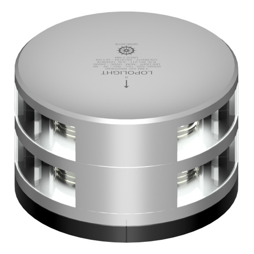 Lopolight Double Stacked Masthead Light - 3NM - Silver Housing w/FB Base 201-011KLST-FB