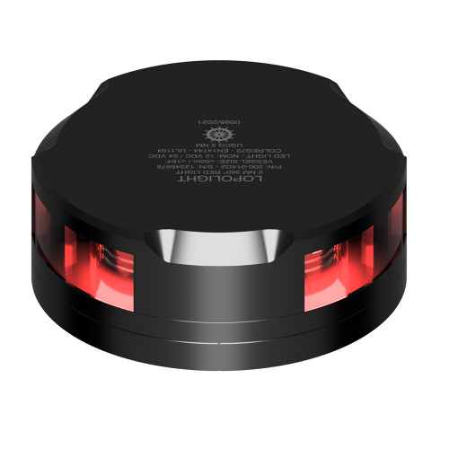 Lopolight 360-Degree Red Nav Light - 2NM - Black Housing w/FB Base 201-014-FB-B