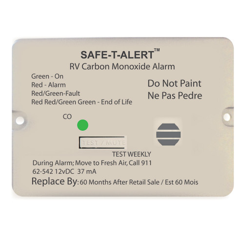 Safe-T-Alert 62 Series Carbon Monoxide Alarm - 12V - RV Flush Mount - White 62-542-WT