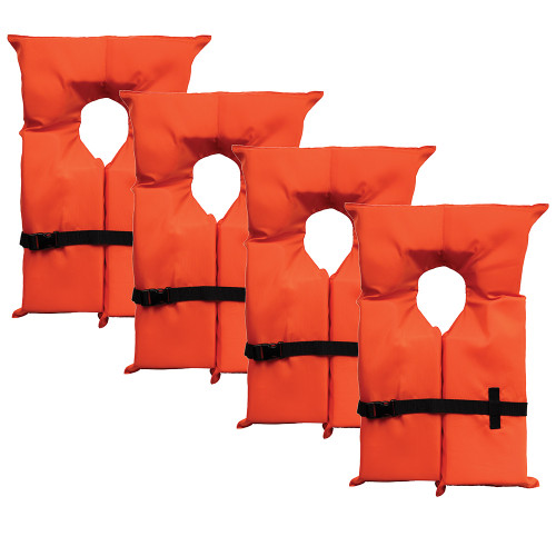 Bluestorm Type II Adult Universal Foam Life Jacket - Orange *4-Pack w/Clear Bag BS-T2-ORG-4