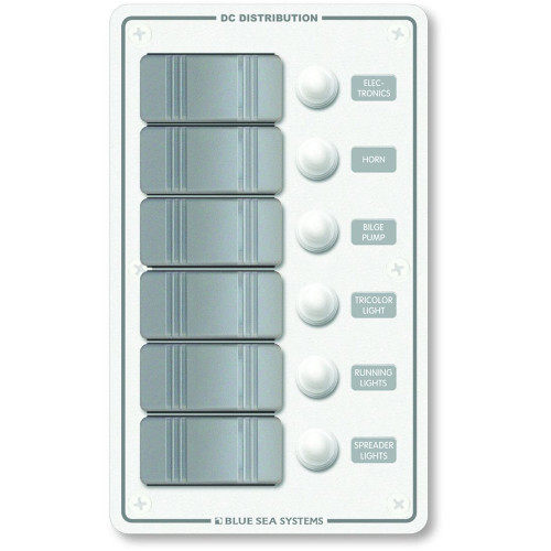 Blue Sea 8273 Water Resistant Panel - 6 Position - White - Vertical 8273