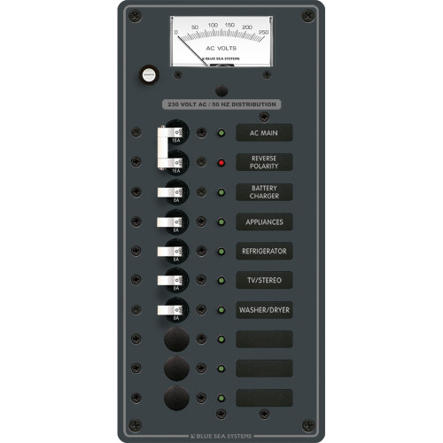 Blue Sea 8588 Breaker Panel - AC Main + 8 Positions (European) - White 8588