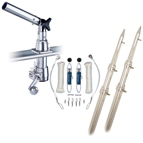 Rupp Z-30 Top Gun Outrigger Kit w/15' Telescoping Poles & Complete Single Line Rigging Kit w/Klickers Release Clips Z30-TPGN-15T