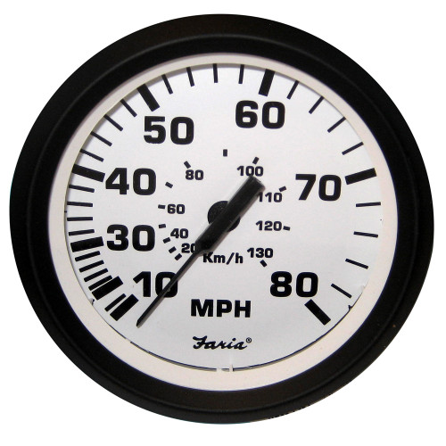 Faria Euro White 4" Speedometer - 80MPH (Pitot) 32910