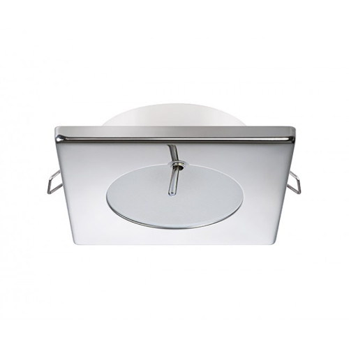 Quick Bryan CS Downlight LED -  2W, IP40, Spring Mounted w/Switch - Square Stainless Bezel, Round Warm White Light FAMP3472X02CA00